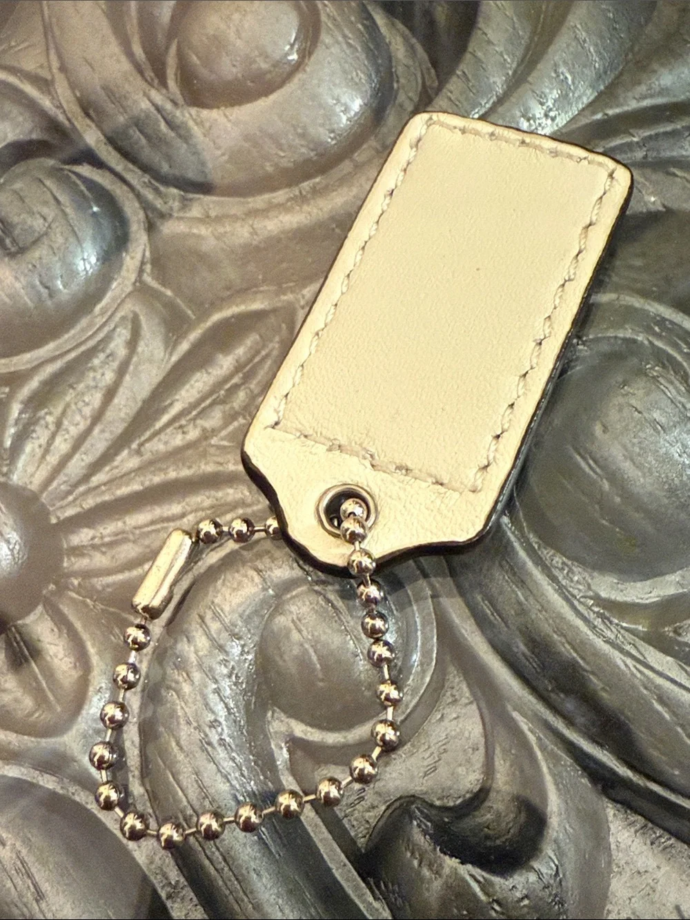 2” COACH Cream Leather Hang Tag Embossed Logo